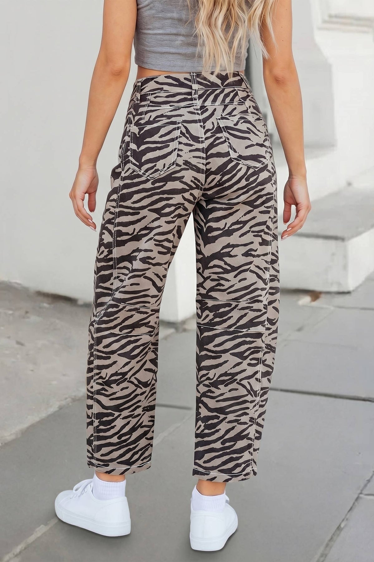 Aapparella - Zebra Stripe Printed Wide Leg Jeans | 4-16