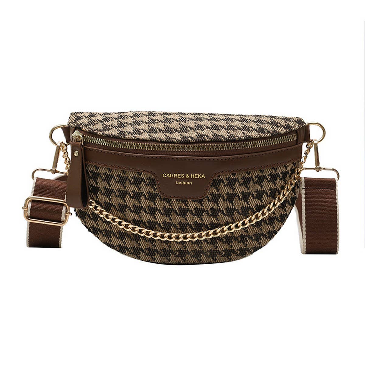 ACCITY - LEOPARD PRINT BLACK CHAIN STRAP FANNY BELT BAG_CWAB0923