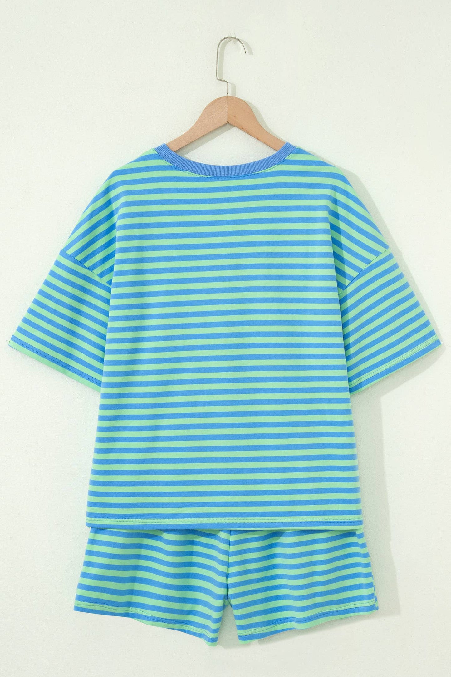 66DISCO - 66Plus Striped Short Sleeve Top and Shorts Lounge Set (S-4X)