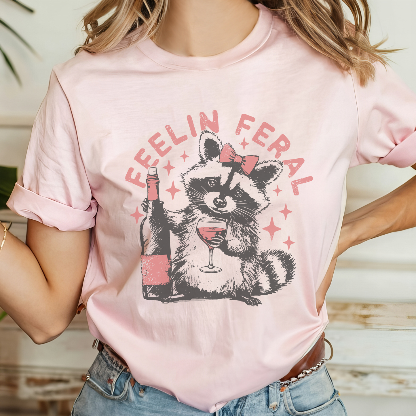 Feelin Feral Wine Graphic T-Shirt