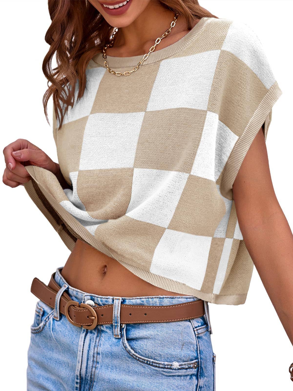Lovesoft - Colorblocked Sweater Vest Crew Neck Knit Trendy Pullover Vest