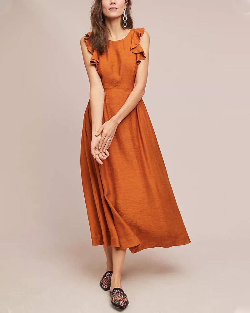 Sunset Backless Resort Dress: Orange / XL