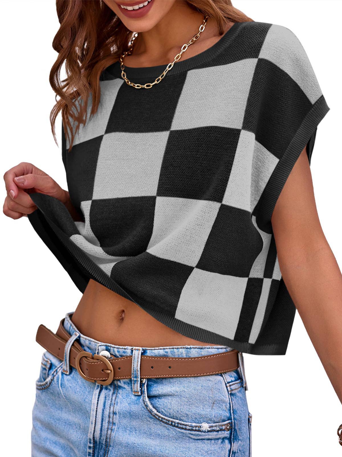 Lovesoft - Colorblocked Sweater Vest Crew Neck Knit Trendy Pullover Vest