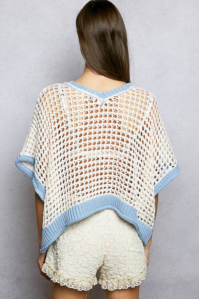 Pol Clothing - Round Neck Sleeveless Floral Thin Sweater Top SALE