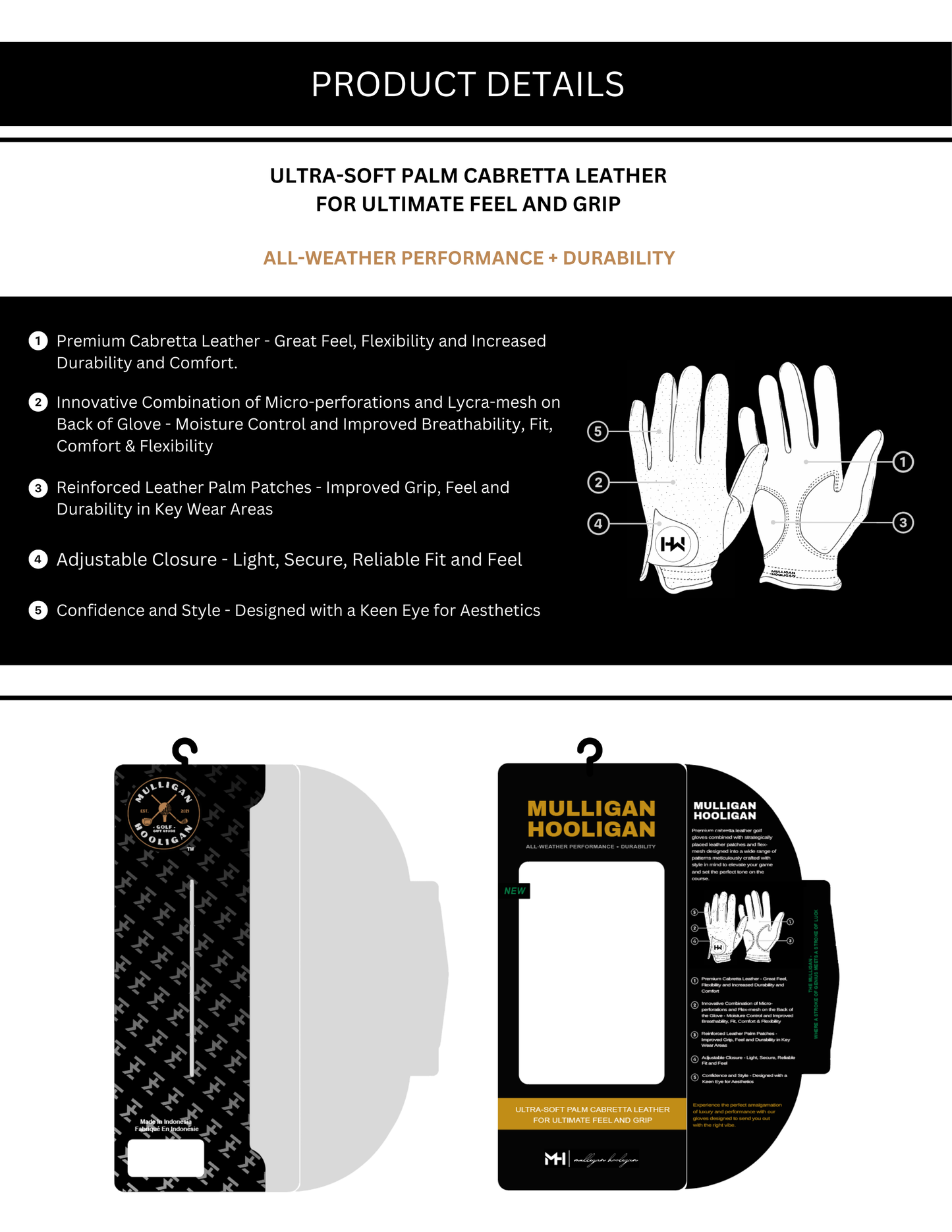 MULLIGAN HOOLIGAN® Men's Golf Glove | Unique Standout Design: Beer Fore / Worn On Left Hand / Men's XL