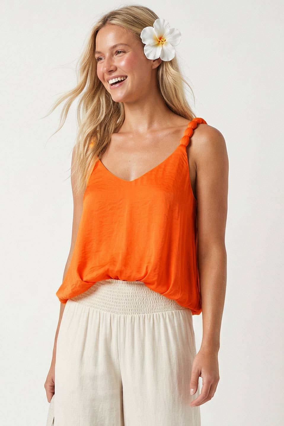 Billowy Strap Accent Tank Top