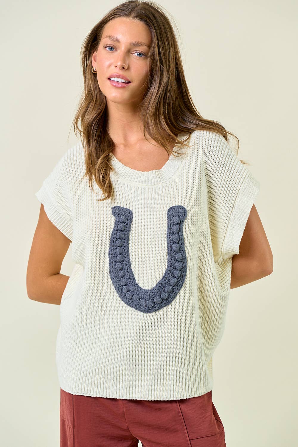 Doe and Rae - HORSESHOE RIBBED SWEATER VEST - 45223T