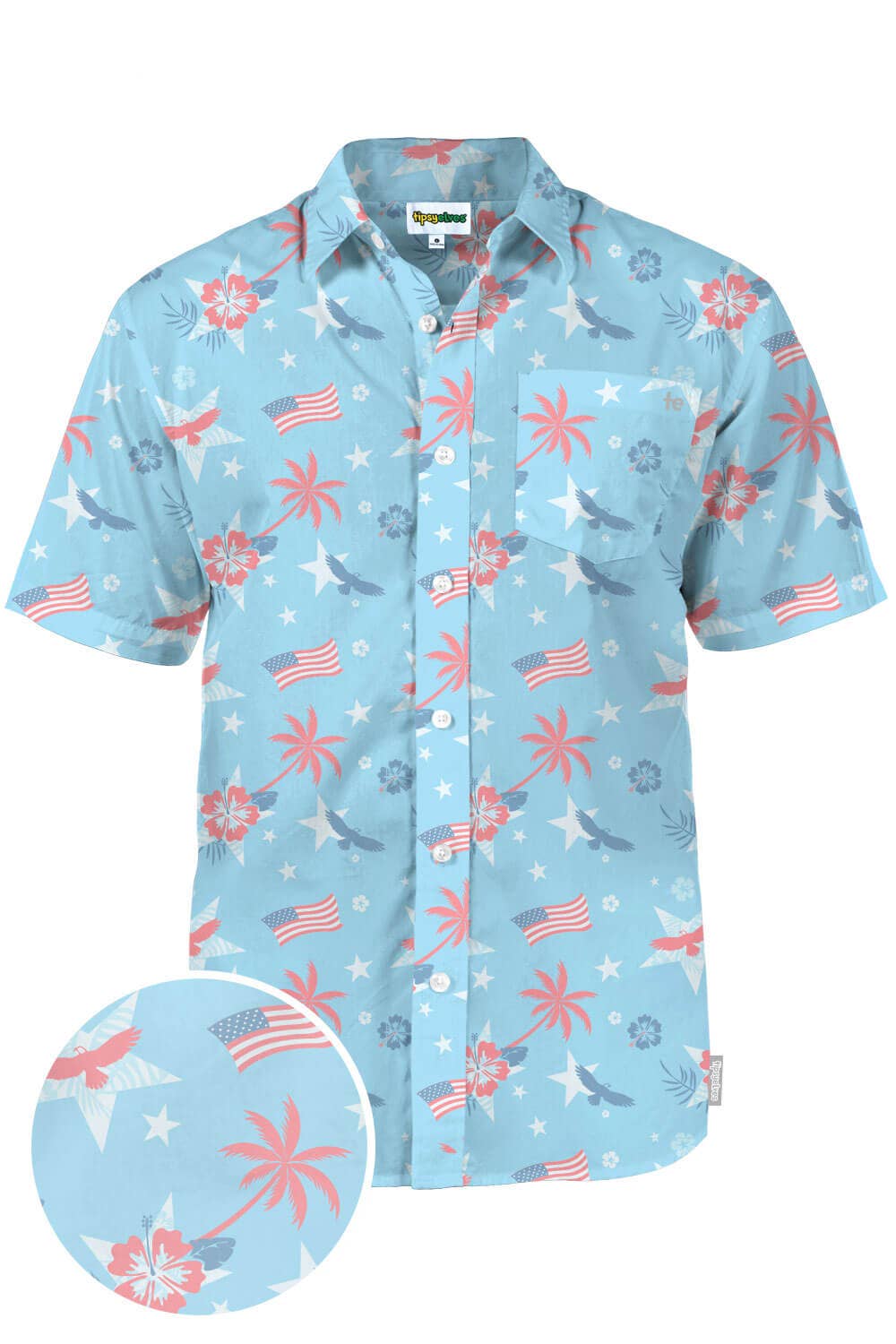 Tipsy Elves - Island of the Free Hawaiian Shirt - Men's USA Button Down
