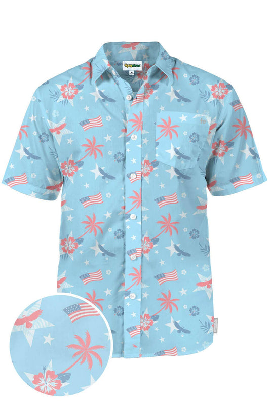 Tipsy Elves - Island of the Free Hawaiian Shirt - Men's USA Button Down