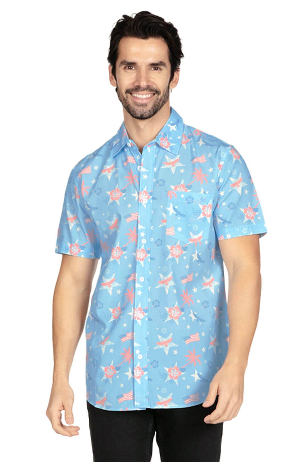 Tipsy Elves - Island of the Free Hawaiian Shirt - Men's USA Button Down