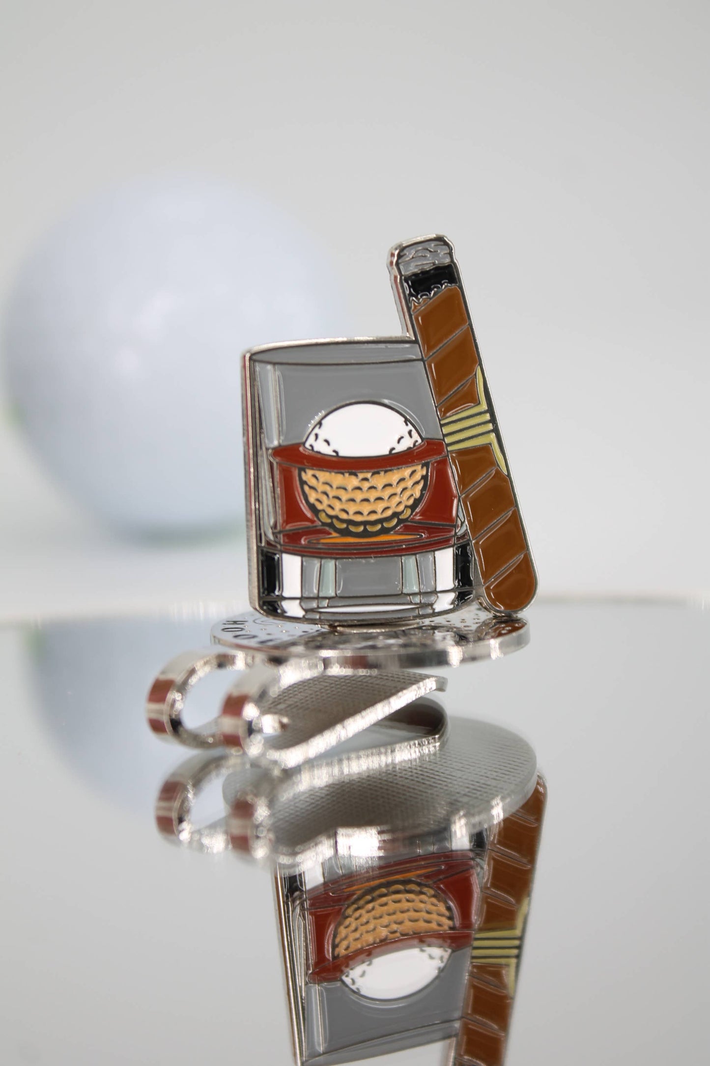 Whiskey Cigar Golf Ball Marker + Magnetic Hat Clip