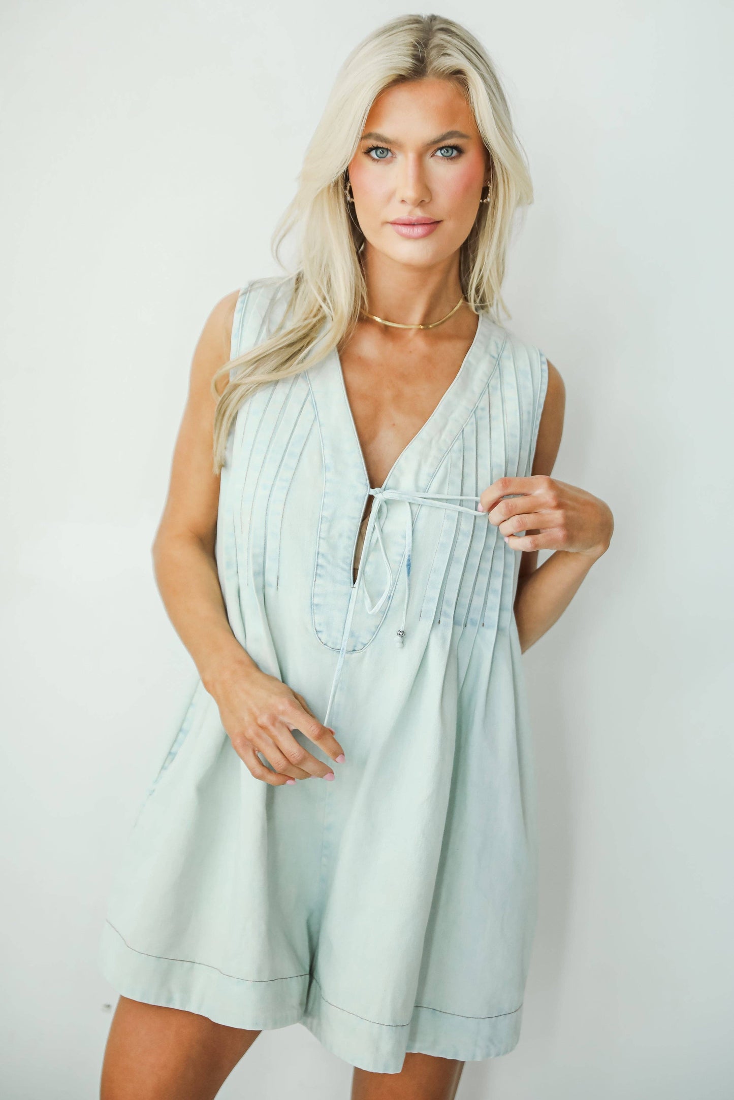 Precious Look Denim Romper: Denim / Small