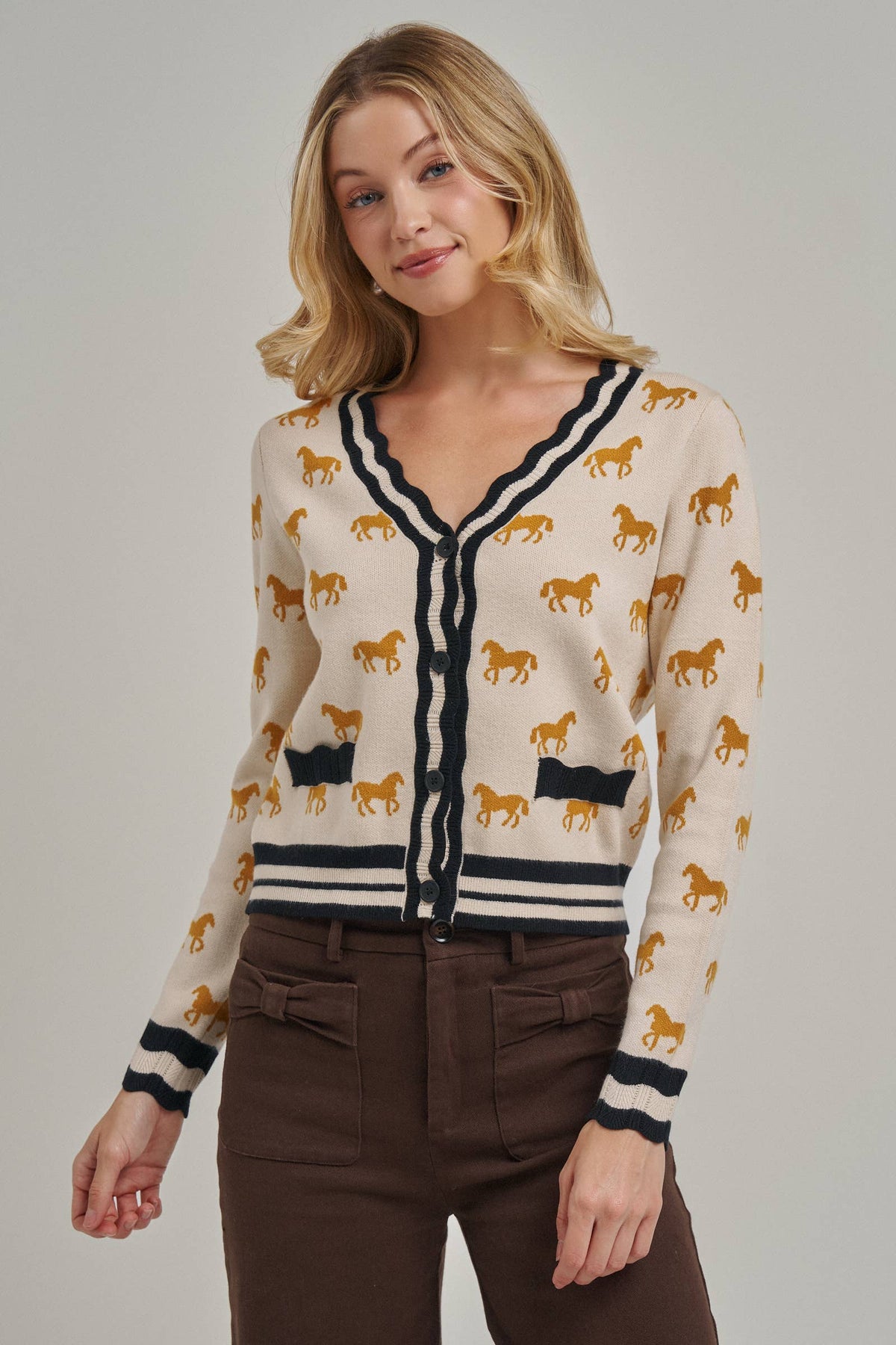 BON - SUPER SOFT HORSE PRINT KNIT CARDIGAN_JLT00386-01