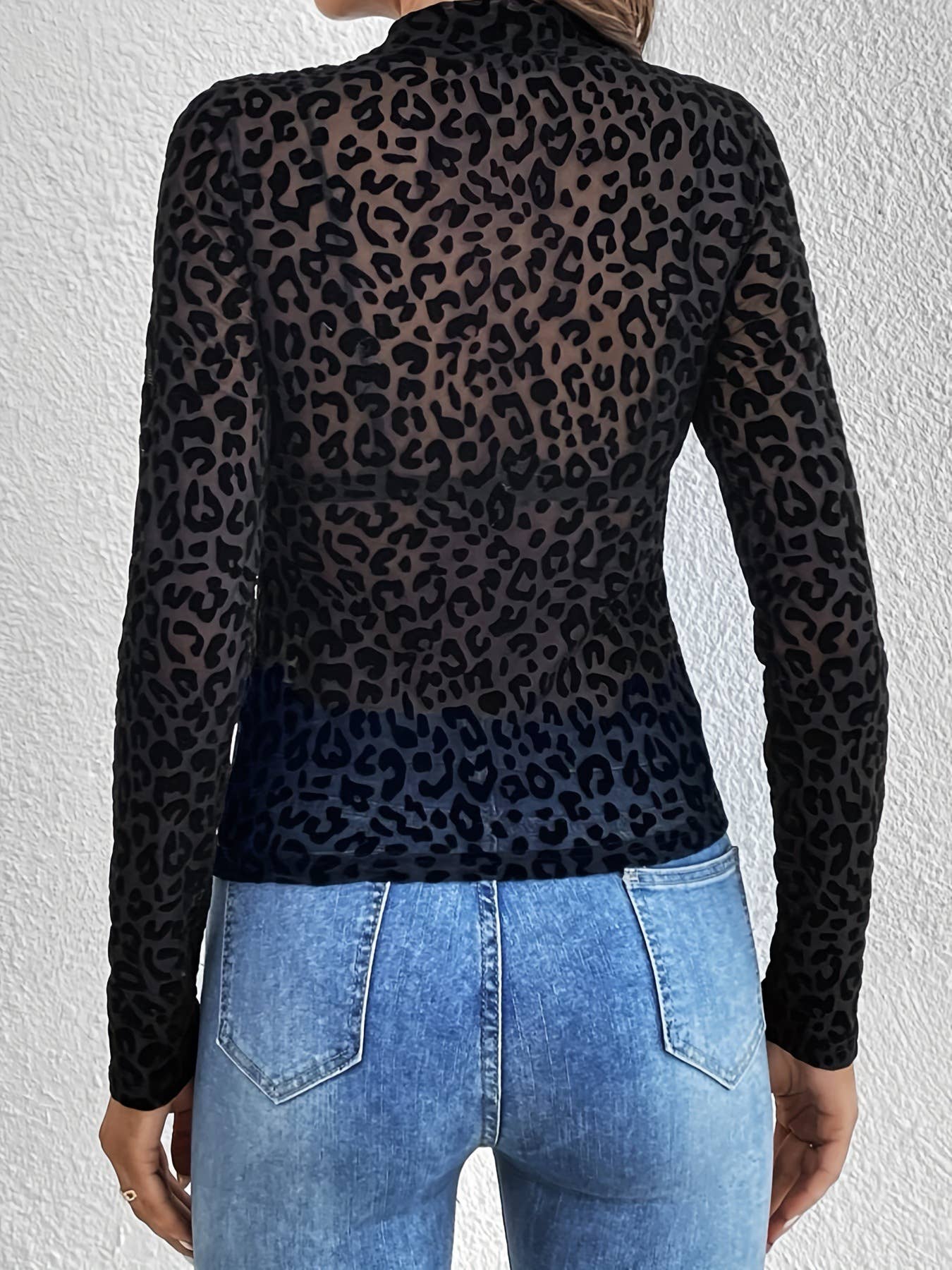 Hope & Sunshine - Sheer Mesh Mock Neck Top