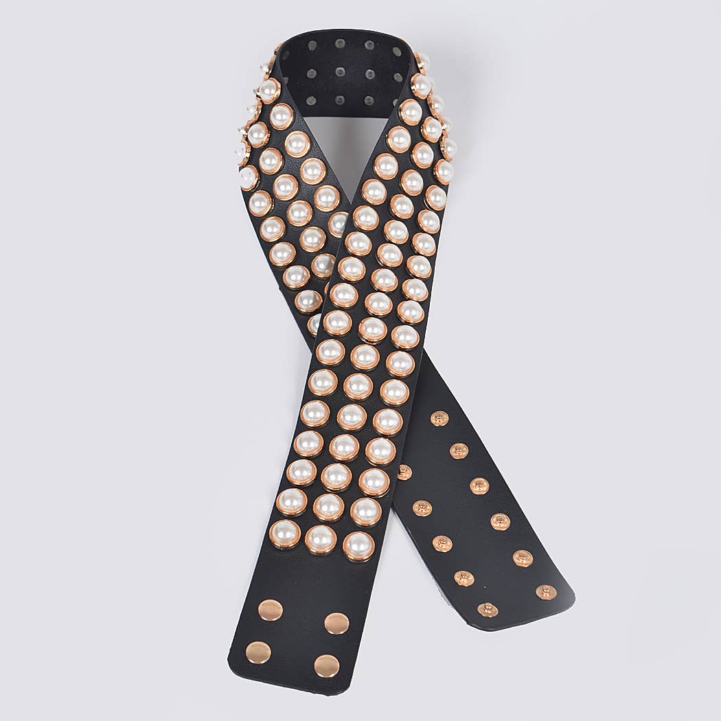 3AM BY H&D ACCESSORIES - Full Pearl Studded Waist Belt