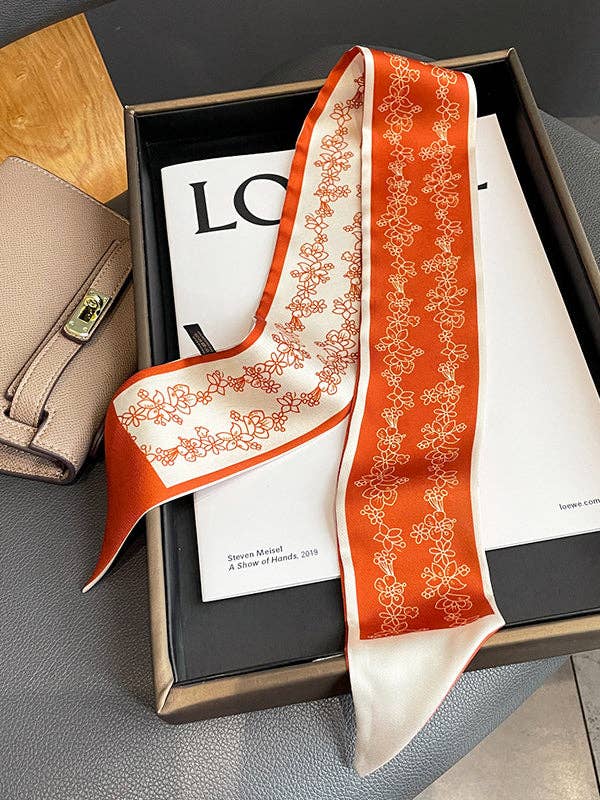 Contrast Color Flower Print Scarf: GREEN / One_size