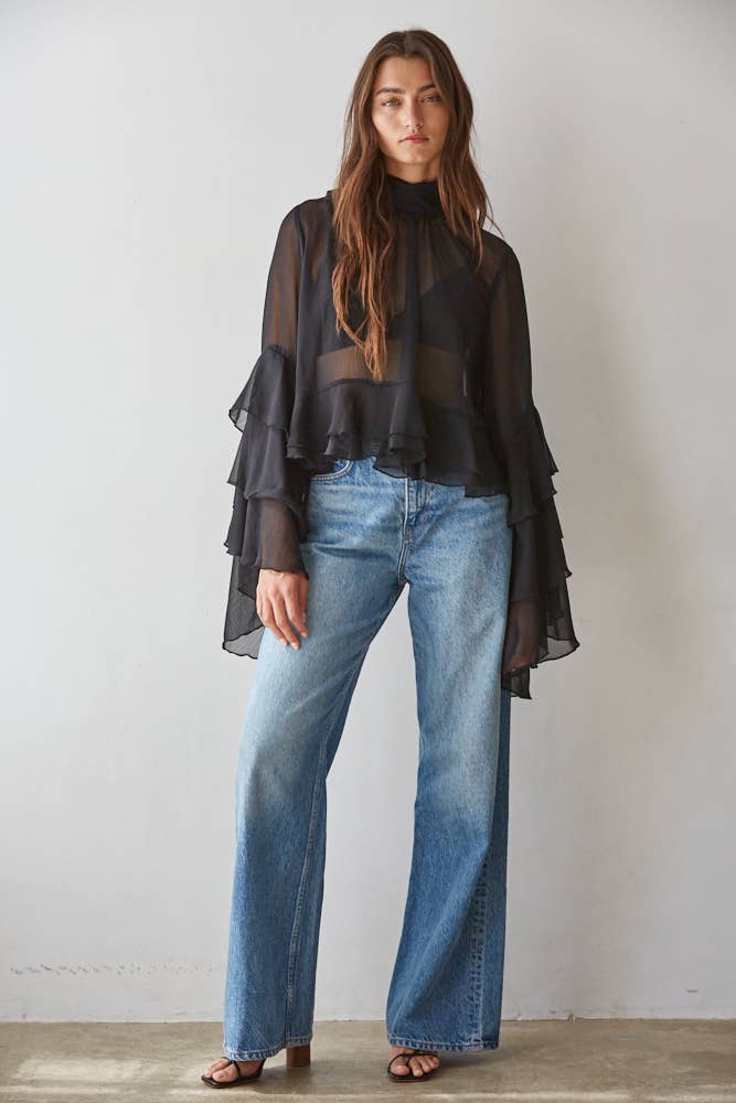 By Together - L9717 | Woven Polyester Chiffon See Through Top