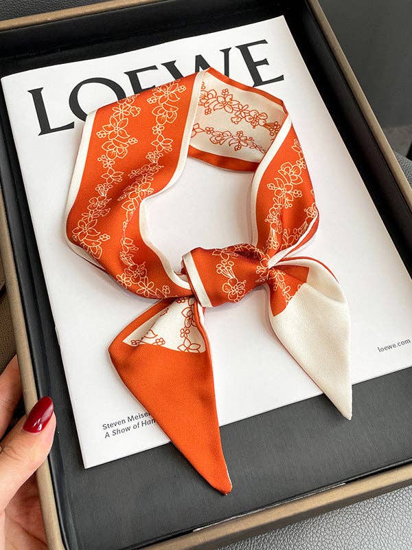 Contrast Color Flower Print Scarf: GREEN / One_size