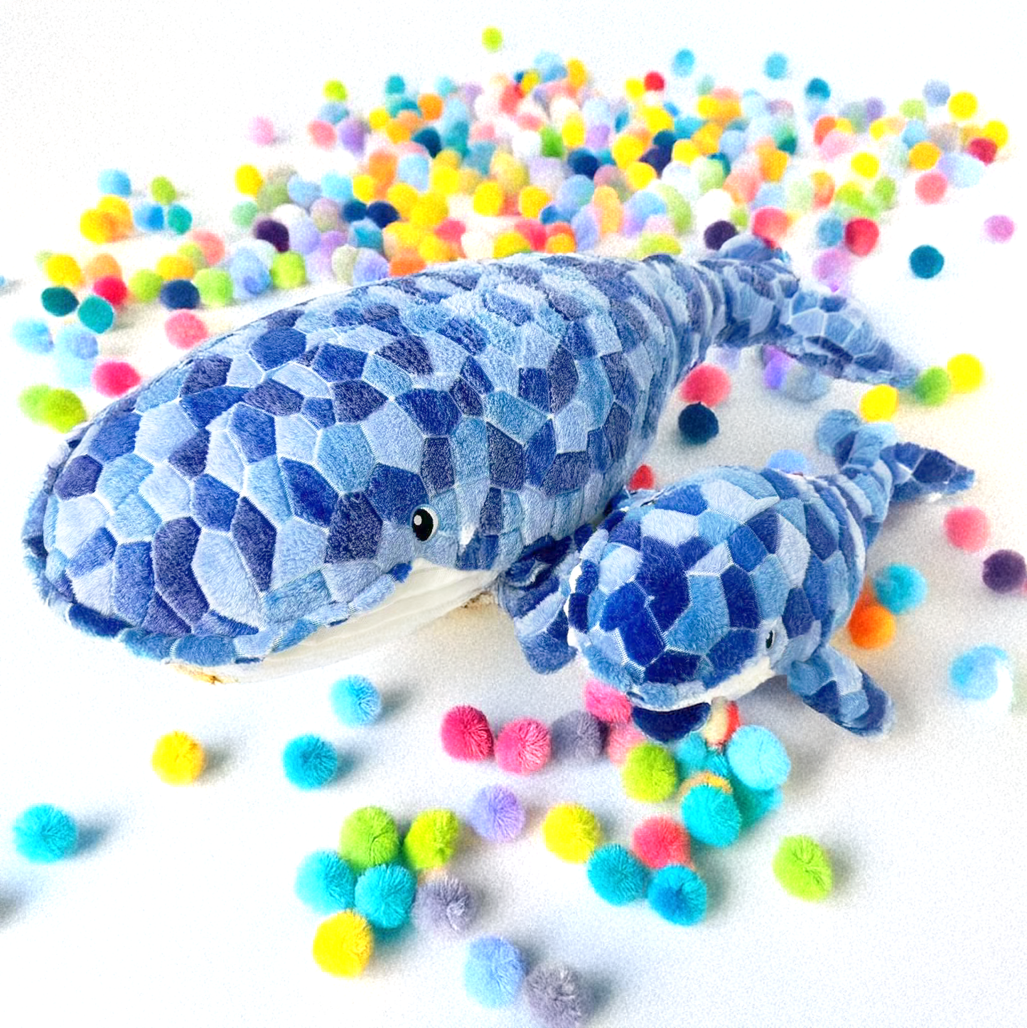 FLUFFERY - Blue Whale Plush Toy (20" / 50 cm, 35" / 90 cm, & 59" / 150 cm)