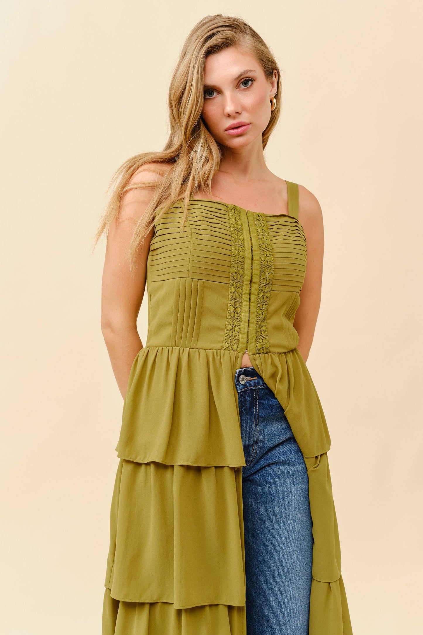 Tea & Cup - Tiered boho maxi corset top
