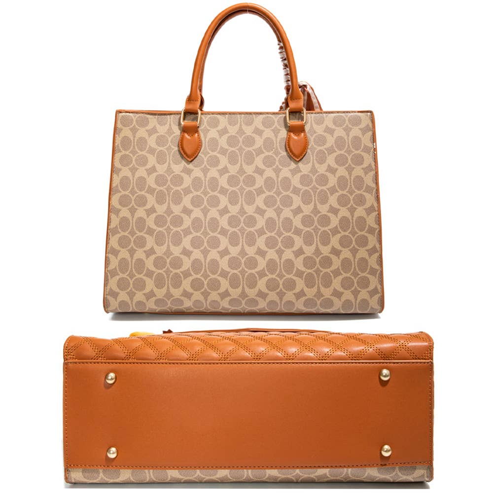 JOIA ACCESSORIES - 3IN1 OVAL QUILTED DESIGN SATCHEL W HANDLE BAG , CC 25532 T3