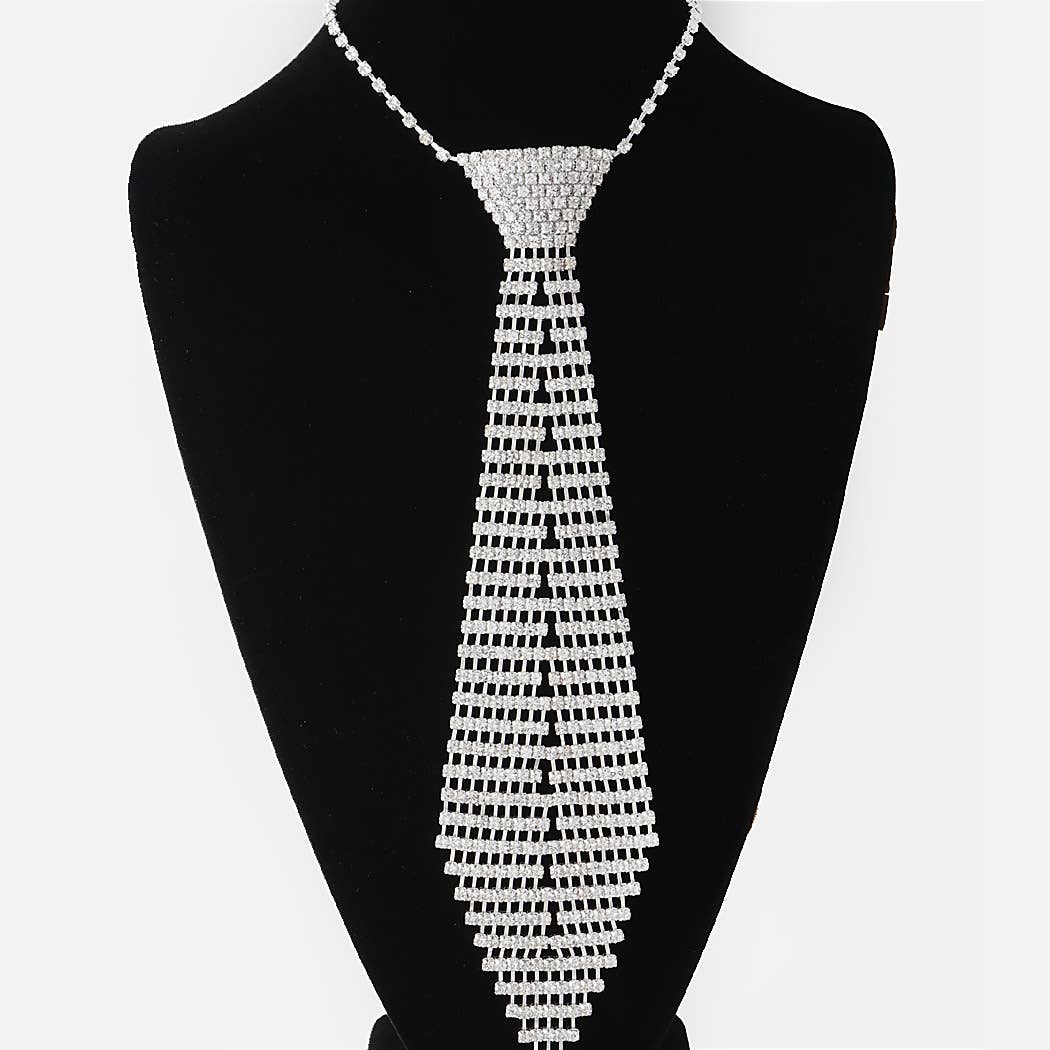 3AM BY H&D ACCESSORIES - Bejeweled Necktie Statement Necklace