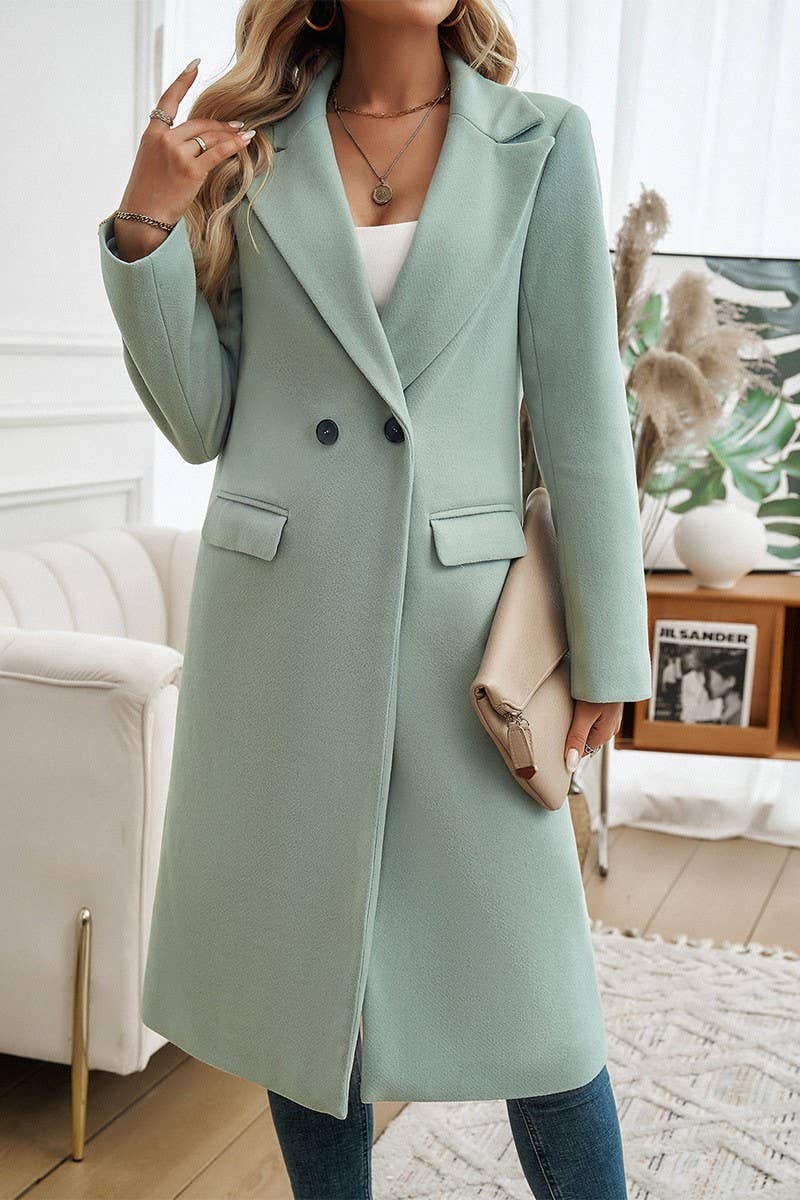 NINEXIS - CWOCO0258_V NECK LONG SLEEVE WOOLEN COAT