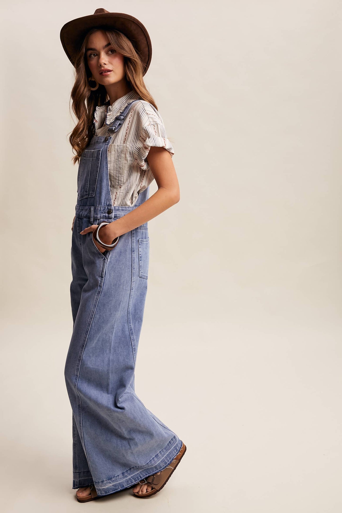Wide Leg Denim Overalls LRP0296