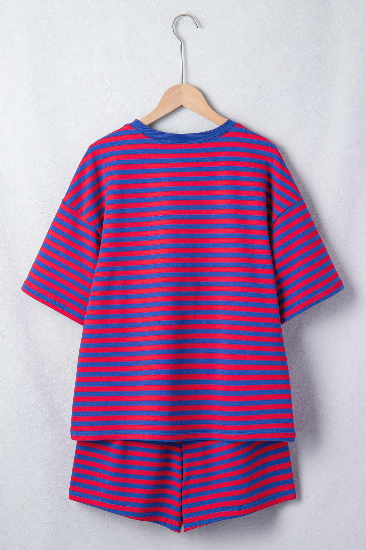 66DISCO - 66Plus Striped Short Sleeve Top and Shorts Lounge Set (S-4X)