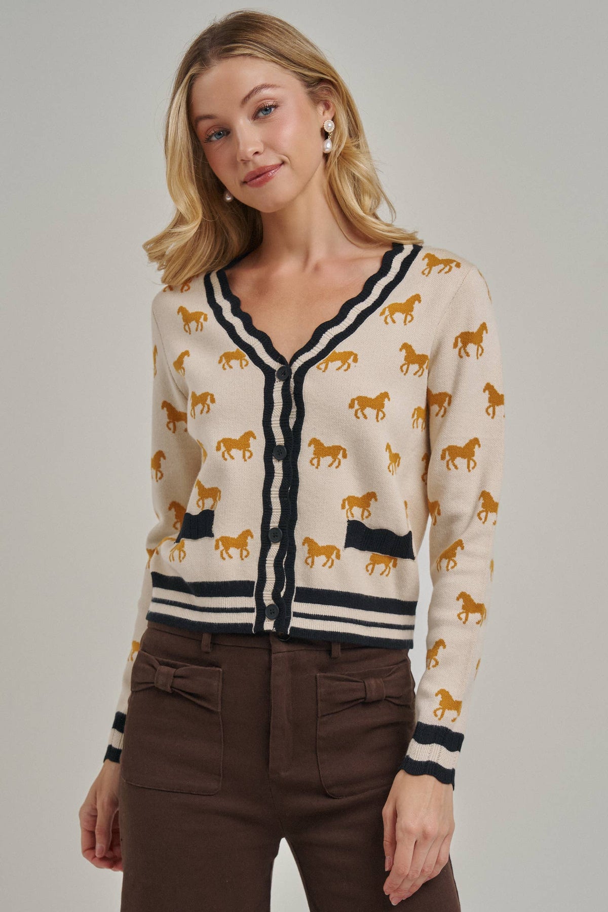BON - SUPER SOFT HORSE PRINT KNIT CARDIGAN_JLT00386-01