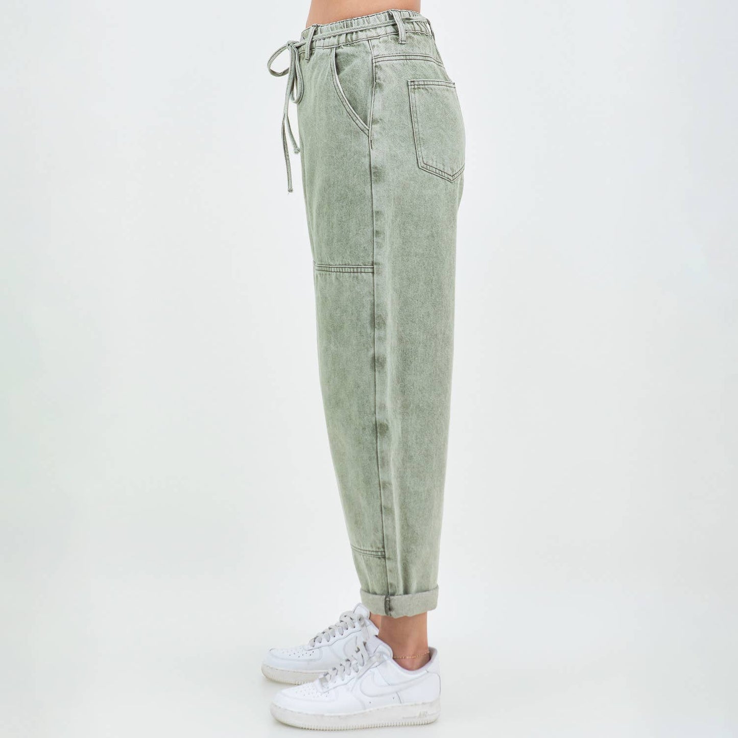 American Bazi - COLOR WASHED BARREL FIT PANTS-RJH21162