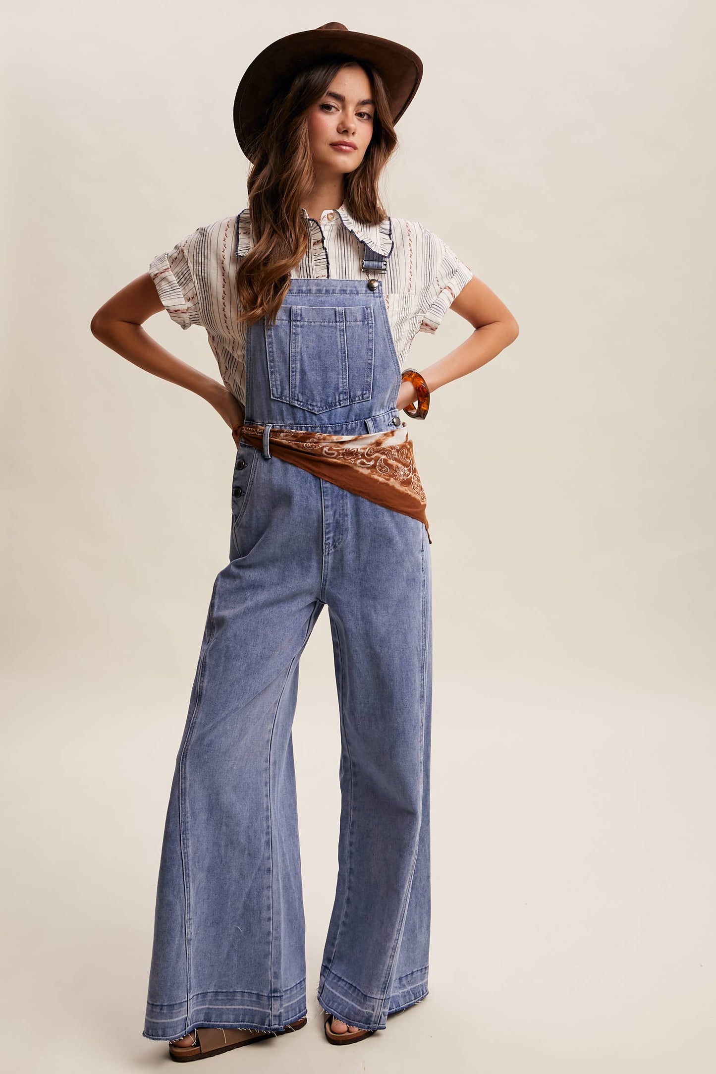 Wide Leg Denim Overalls LRP0296