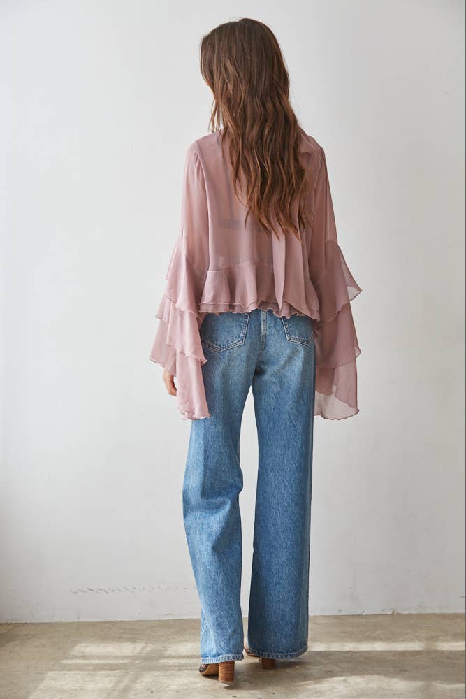 By Together - L9717 | Woven Polyester Chiffon See Through Top