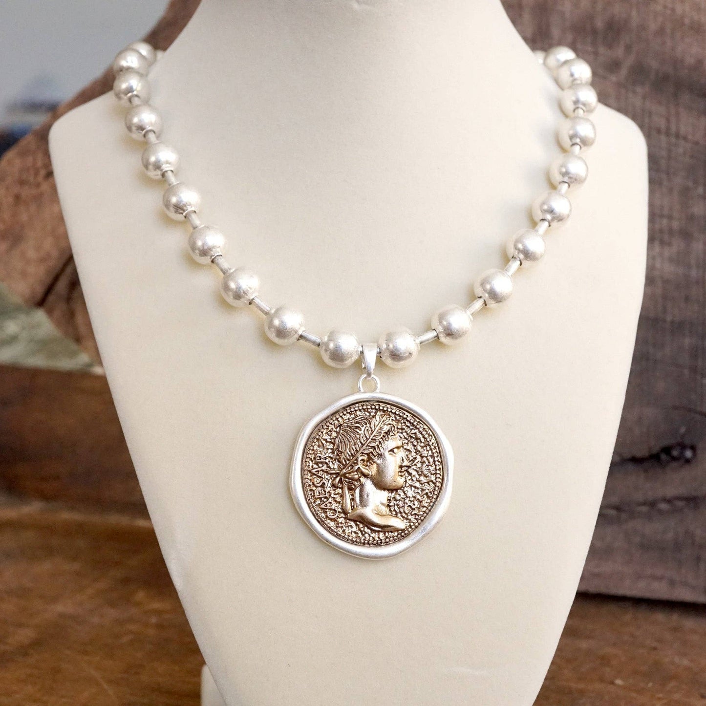 PennyLine inc - Coin Chunky Ball Chain Statement Necklace – Gold and Silver Tone