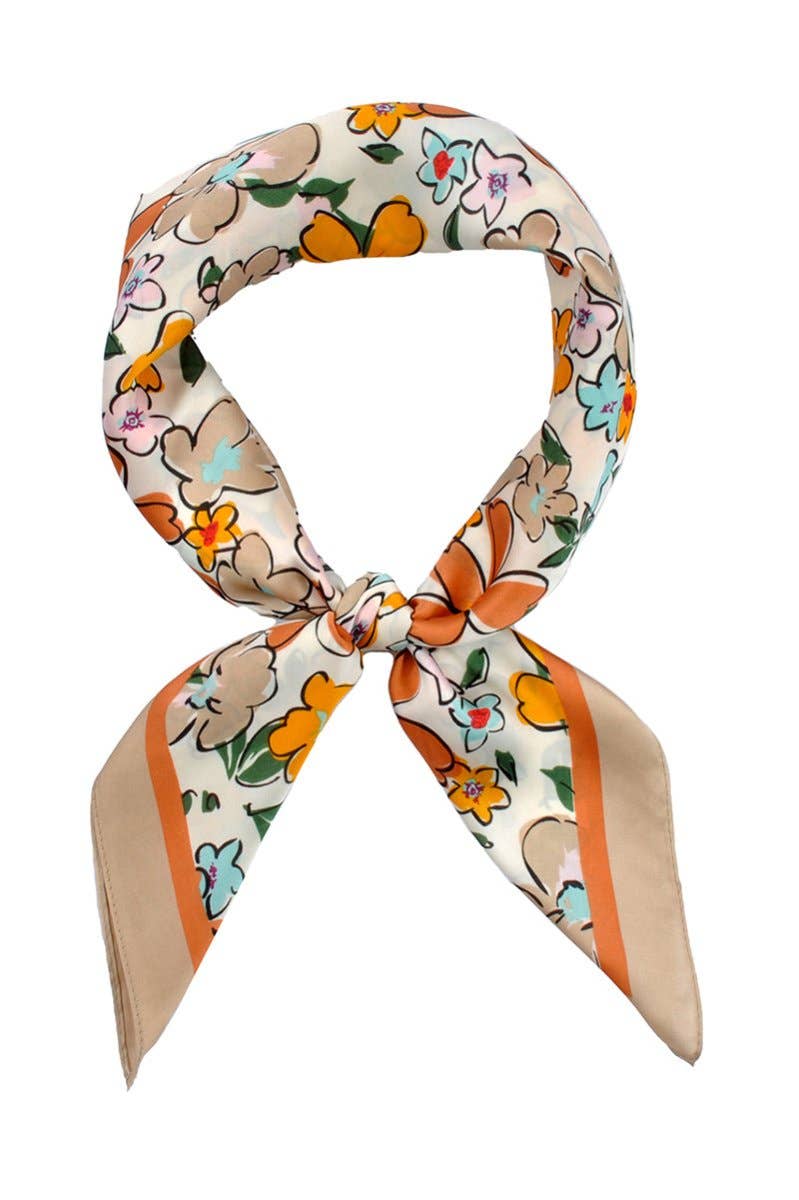 Let Your Dreams Blossom Taupe Square Satin Scarf