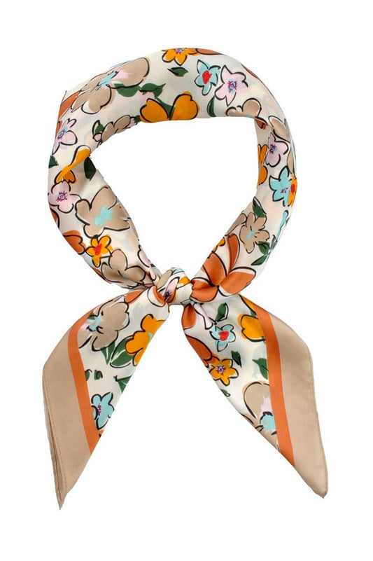 Let Your Dreams Blossom Taupe Square Satin Scarf