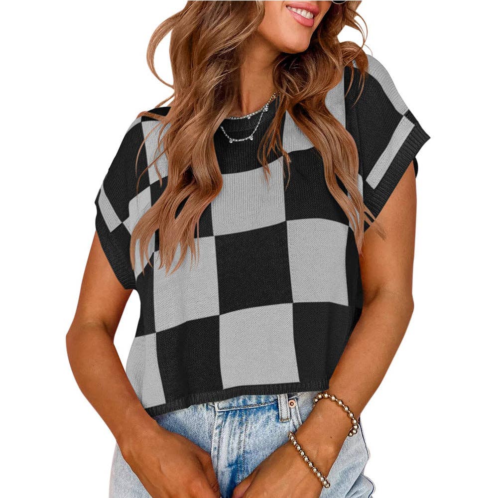 Lovesoft - Colorblocked Sweater Vest Crew Neck Knit Trendy Pullover Vest