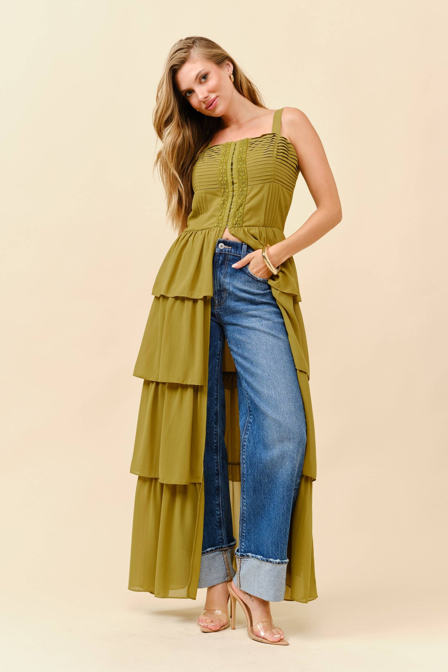 Tea & Cup - Tiered boho maxi corset top