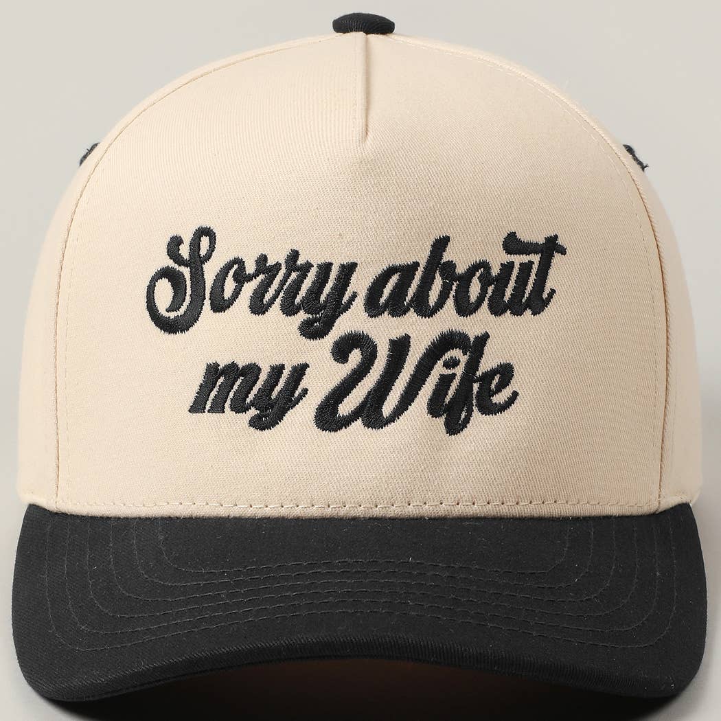 Fashion City - Sorry About My Wife / Husband Embroidery Two-Tone Canvas Cap