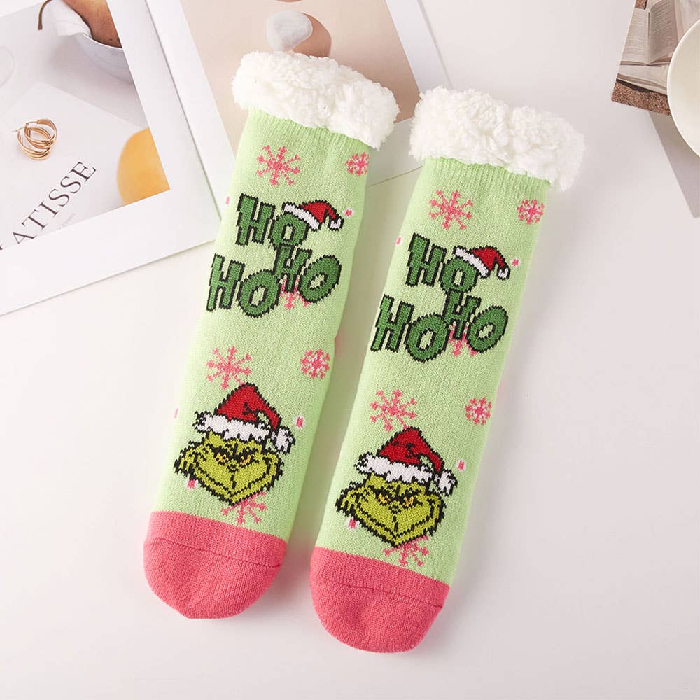 Sensibling Corp. - 6Pairs - Holiday Grinch Non-Slip Cozy Winter Socks Set