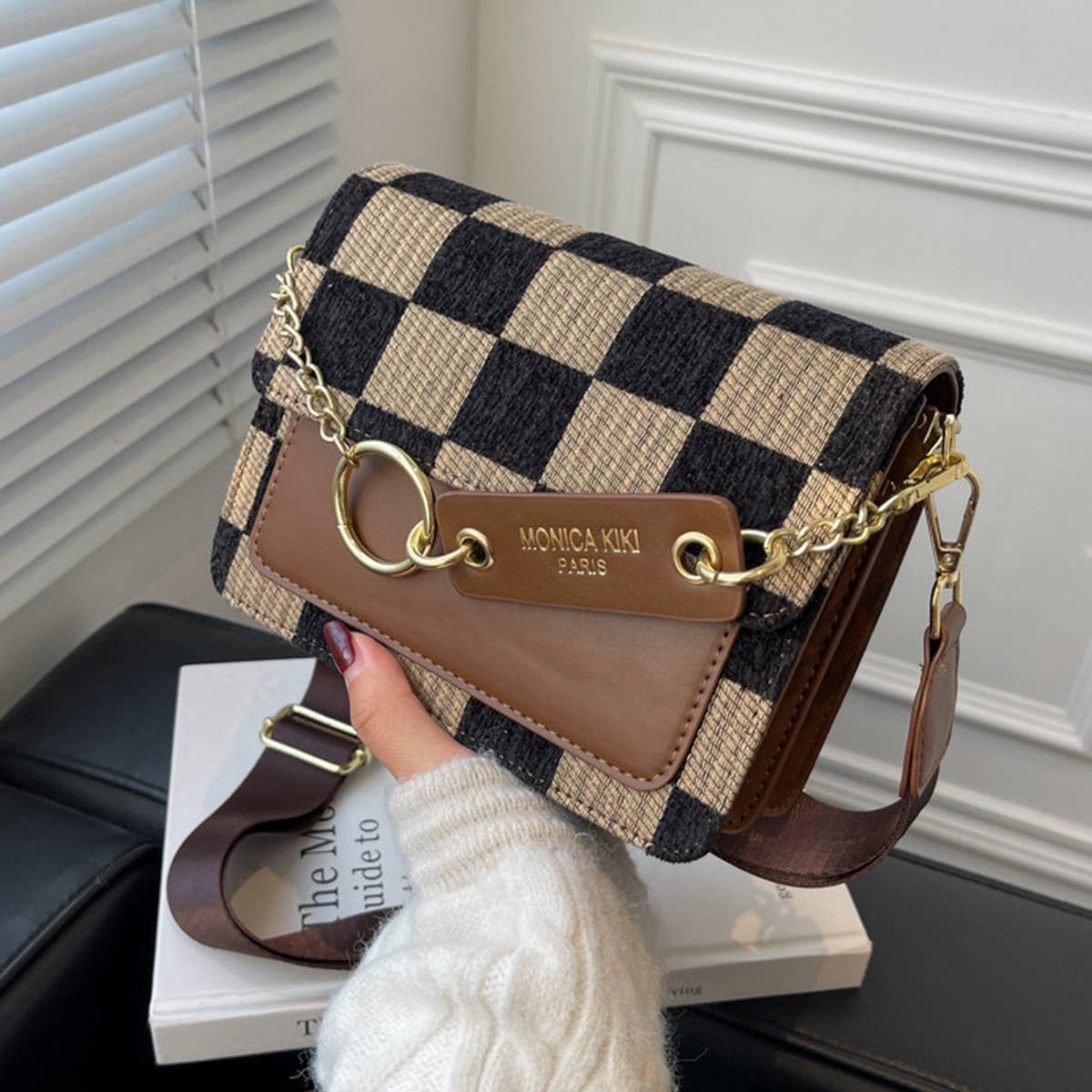 CHECKERED CROSS BODY BAG
