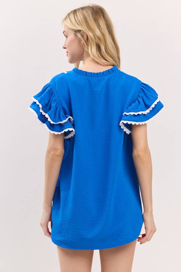 Sewn and Seen - Ruffle Sleeve Scallop Trim Top
