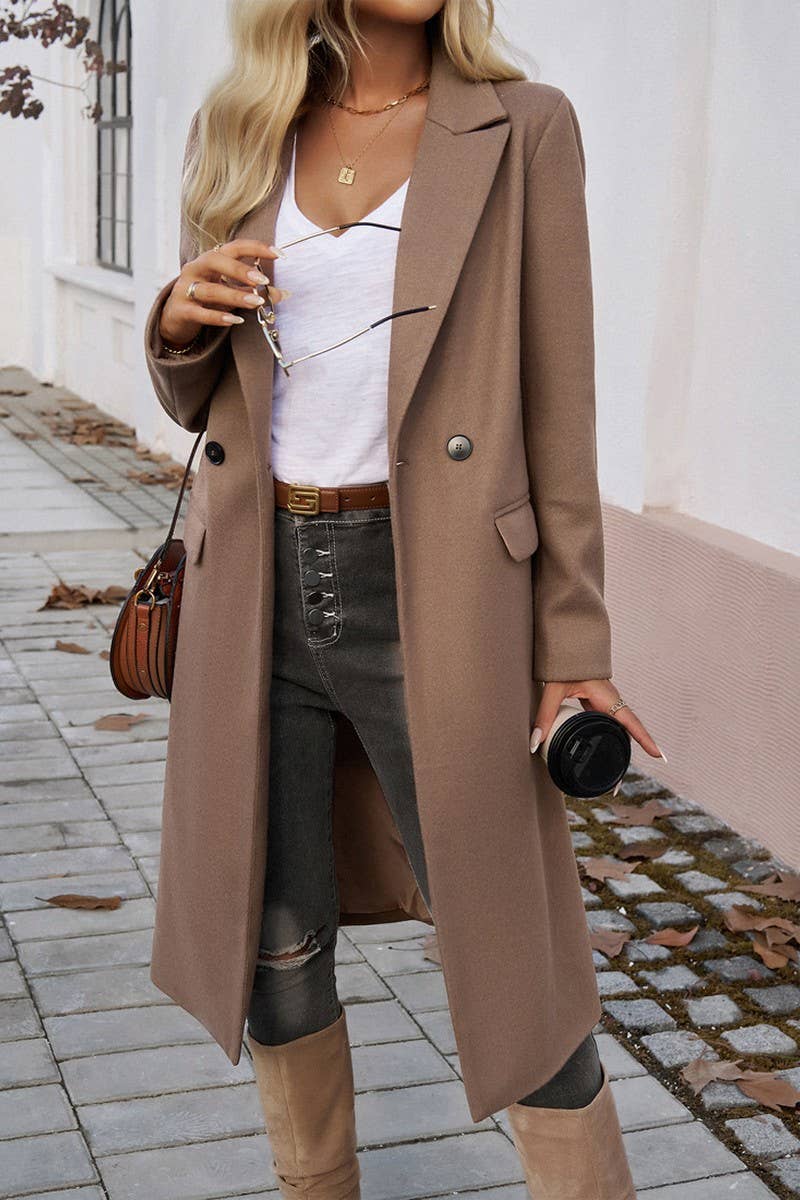 NINEXIS - CWOCO0258_V NECK LONG SLEEVE WOOLEN COAT