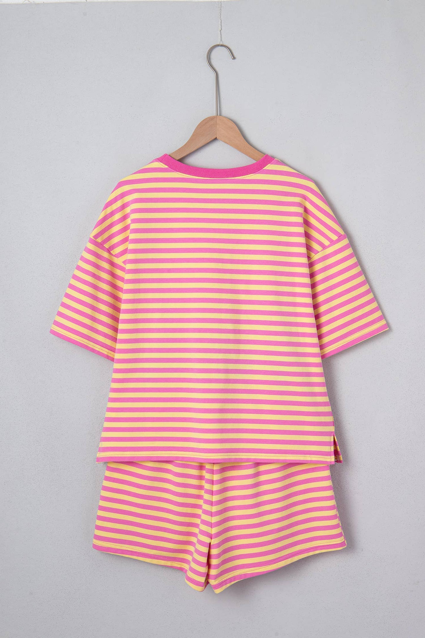 Sunset Stripe Contrast Trim Boxy Terry Short Set