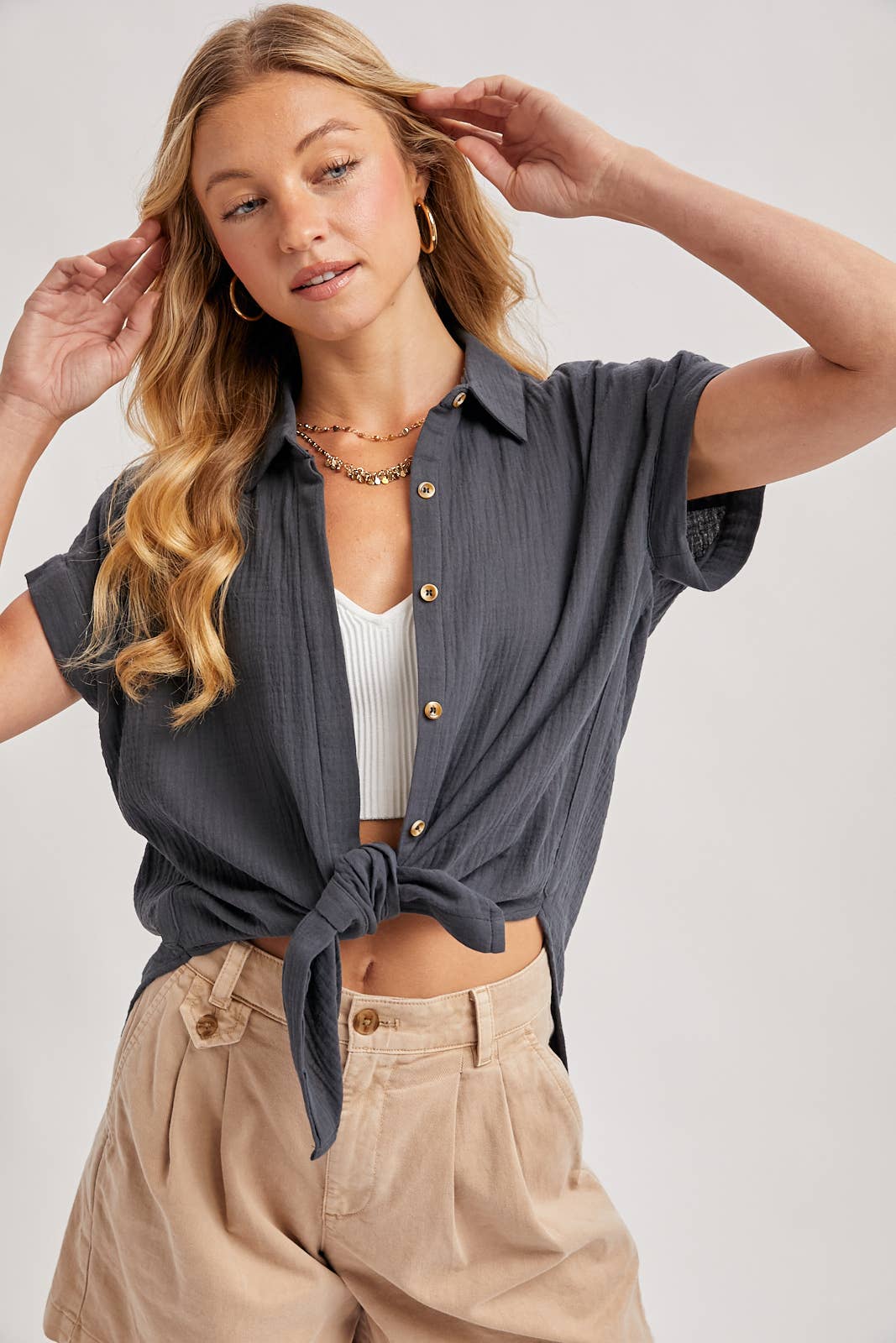 Bluivy - ESSENTIAL BUTTON UP COTTON SHIRT