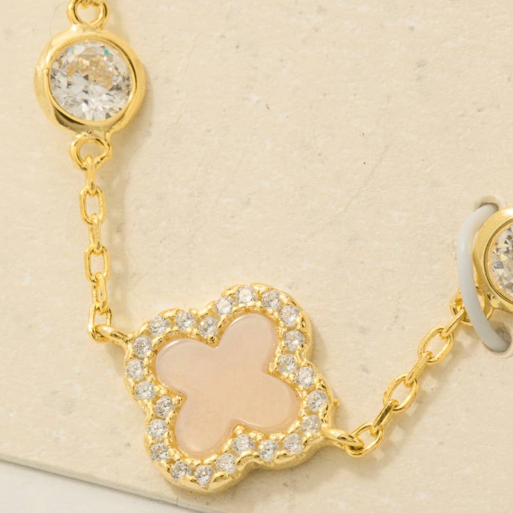 Fame Accessories - Sterling Silver Clover Chain Bracelet