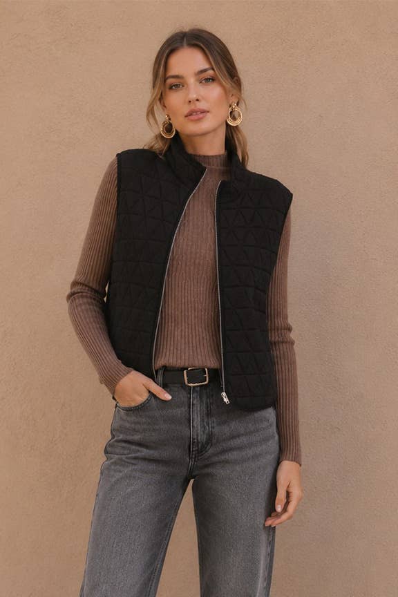 TIMING - Quilted Zip-Up Vest