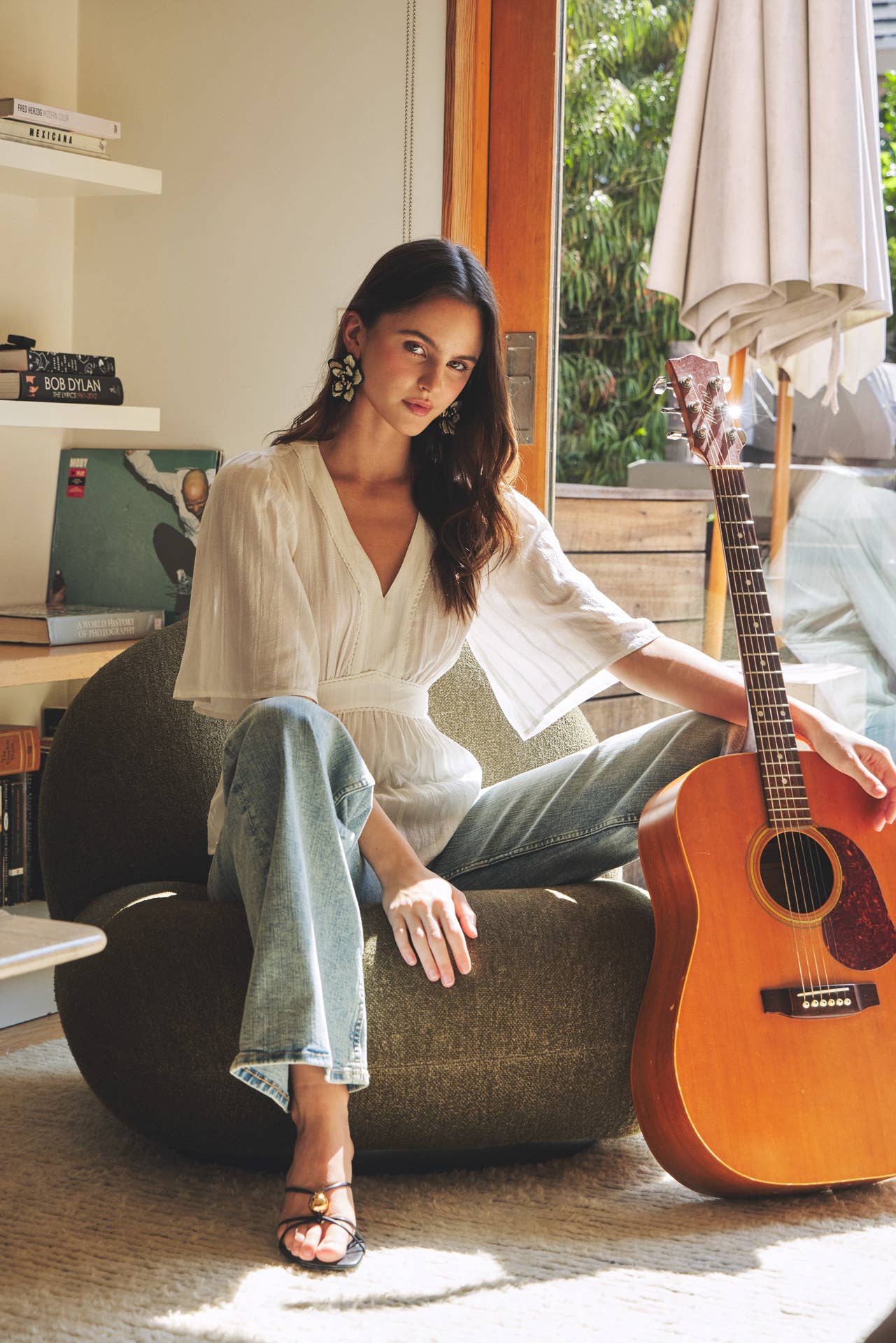 KIMONO SLEEVE EMPIRE WAIST BLOUSE
