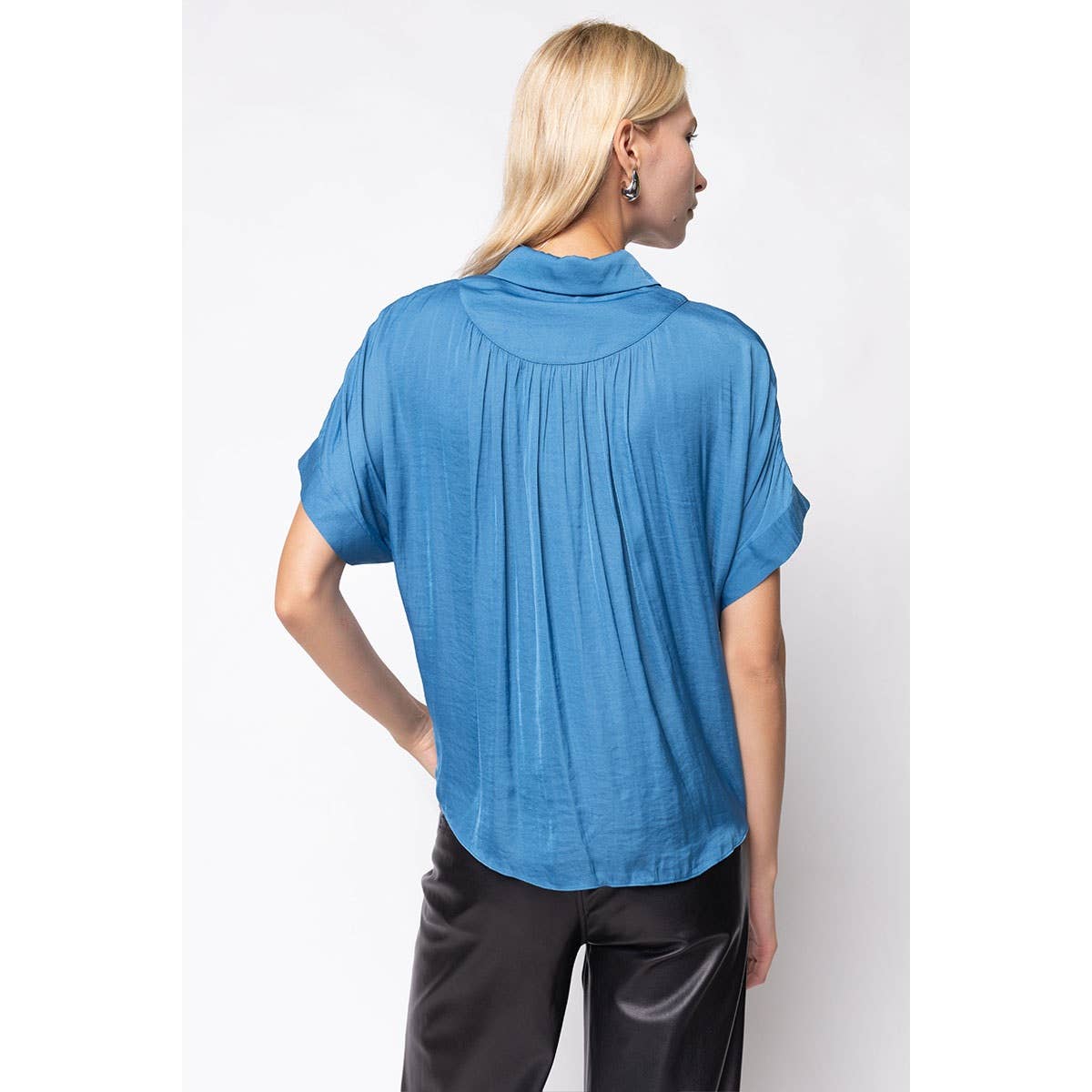 Mustard Short Sleeve Shirt With Front Bib Detail