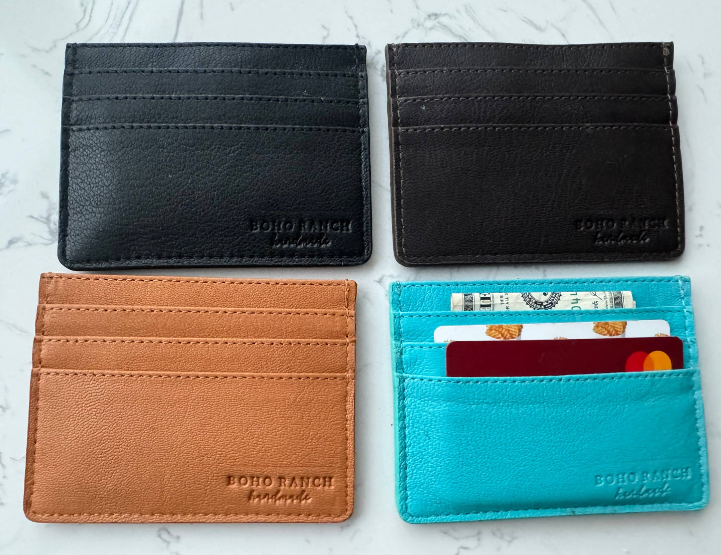 Boho Ranch Shop - Western Boot Stitch Leather Credit Card Holder Money holder